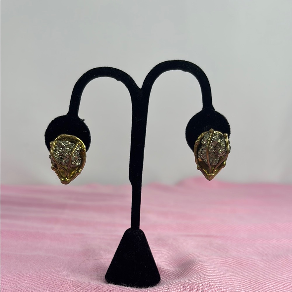 Vintage Brass Brutalist Earrings